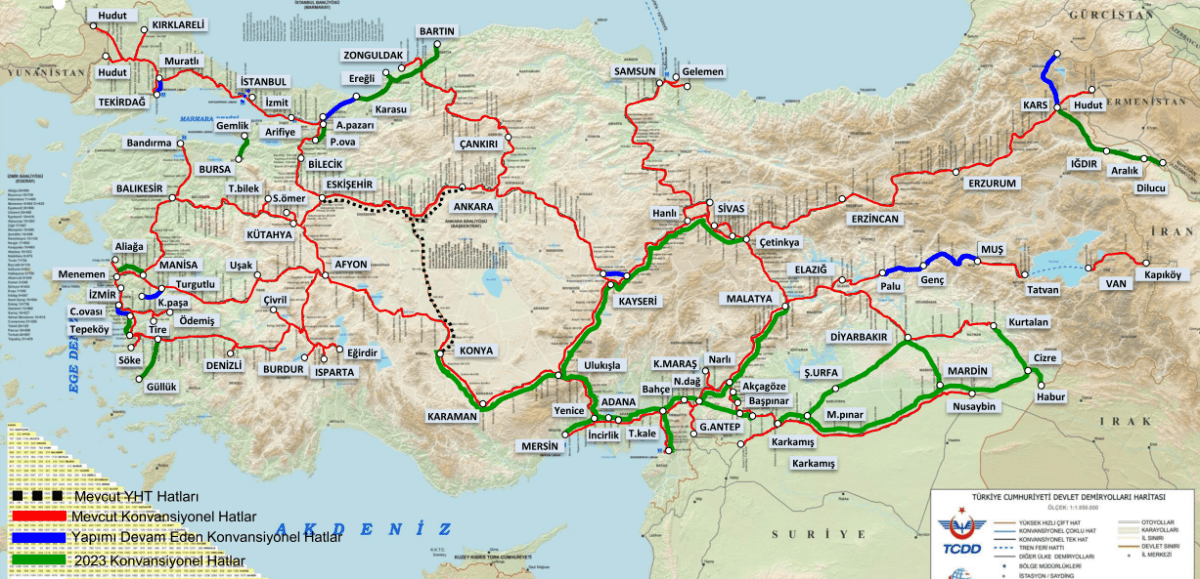 17 - 2023 TCDD Konvansiyonel Demiryolu Haritası