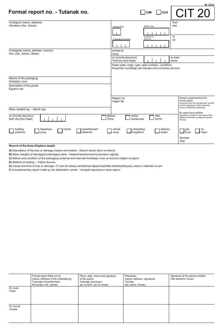CIT20 Demiryolu Tutanak