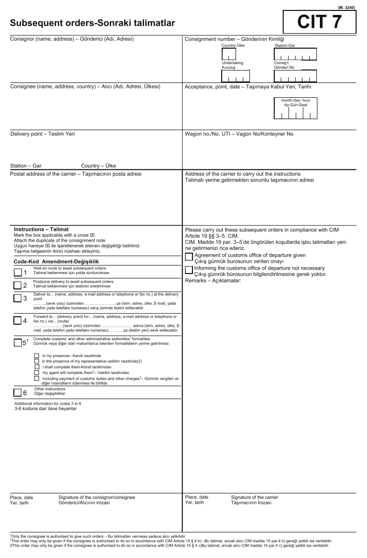 CIT7 Değişiklik Talimatı