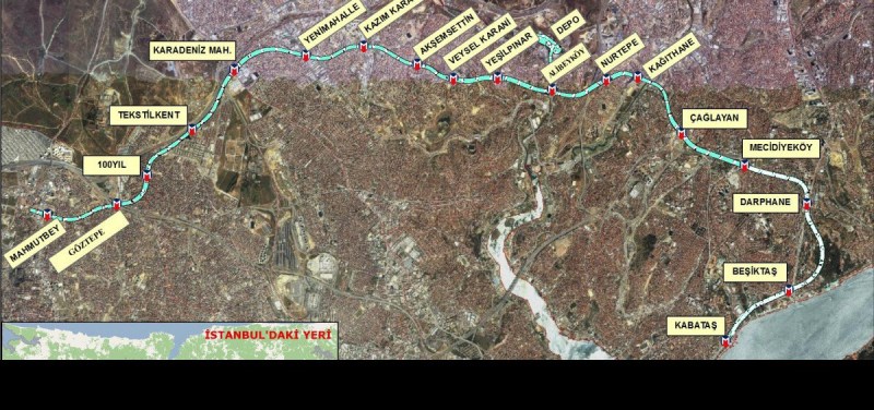 449 - Kabataş Mecideyöky Mahmutbey Metro Haritası