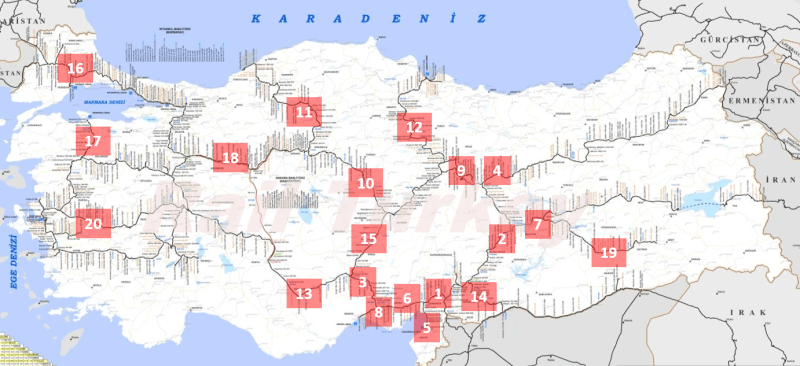 Yük trenleri yoğunluk haritası