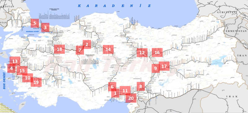Türkiye demiryolları yoğunluk haritası