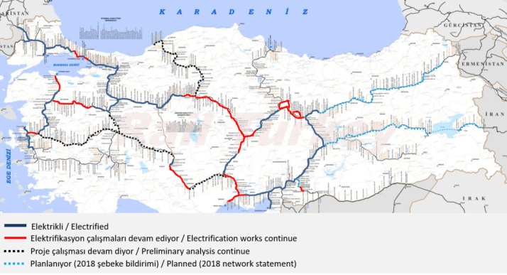 Türkiye demiryolları elektrifikasyon - Aralık 2017