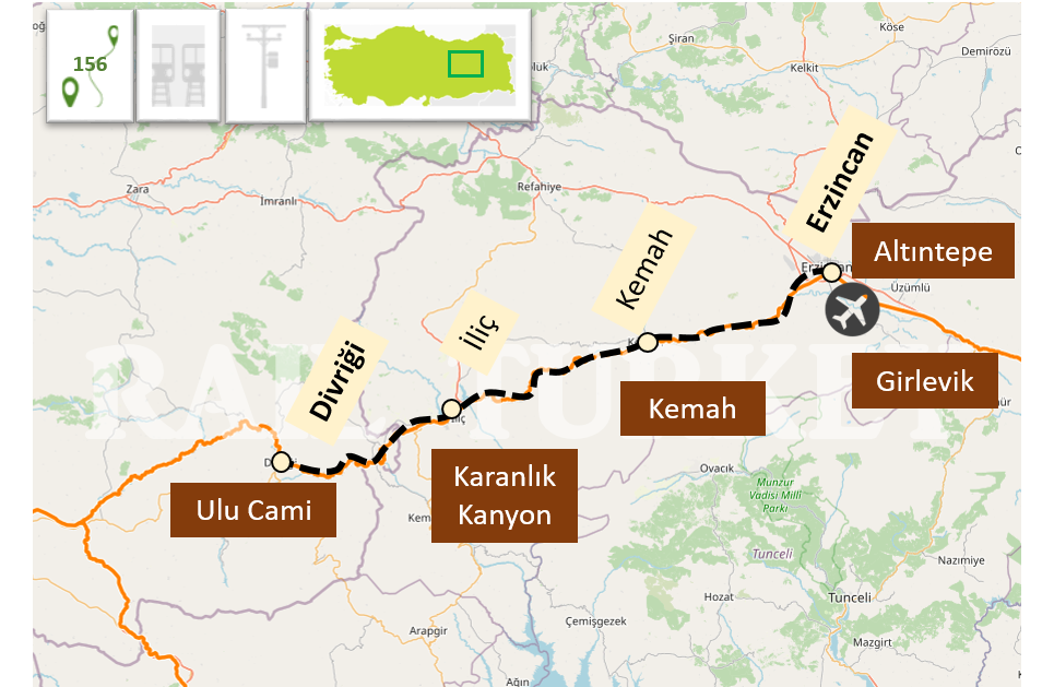 Erzincan Divrigi treni güzergahı