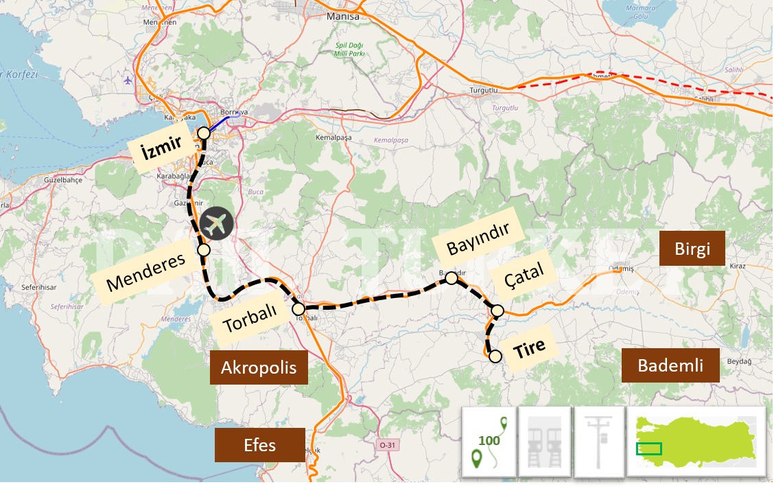 İzmir Tire treni güzergahı